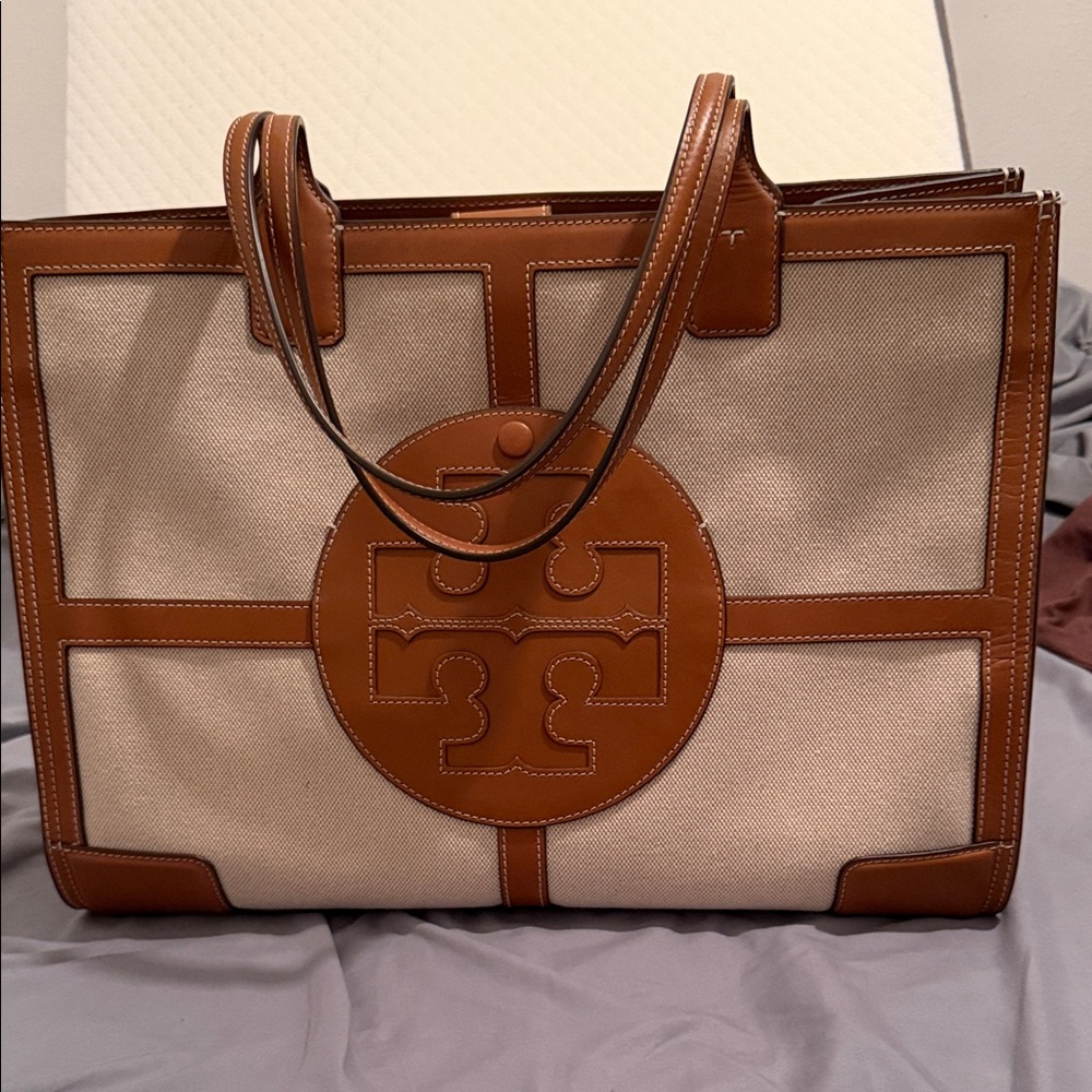 Tory Burch Brown and Cream Tote Bag